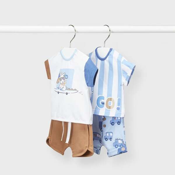 MAYORAL Kraťasy a tričko 2set modrá biela Short set boy blue white 1682 | Welcomebaby.sk
