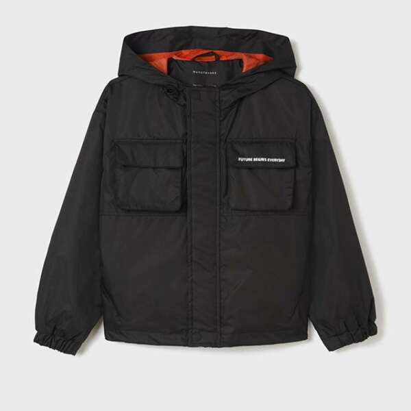 MAYORAL Prechodná bunda s kapucňou čierna Multi Pocket Windbreaker 6413 | Welcomebaby.sk