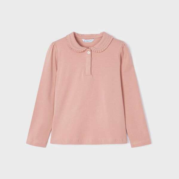 MAYORAL Polo tričko ružové s golierom a dlhým rukávom Polo Long Sleeve girl 131 | Welcomebaby.sk