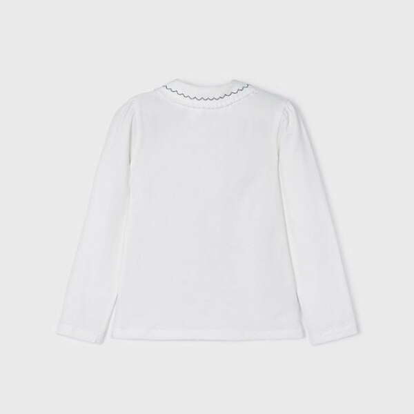 MAYORAL Polo tričko biele s golierom a dlhým rukávom Polo Long Sleeve girl white 131 | Welcomebaby.sk