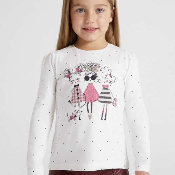 MAYORAL Tričko s postavičkami a bodkami biele Tshirt with characters and dots white 4032 | Welcomebaby.sk