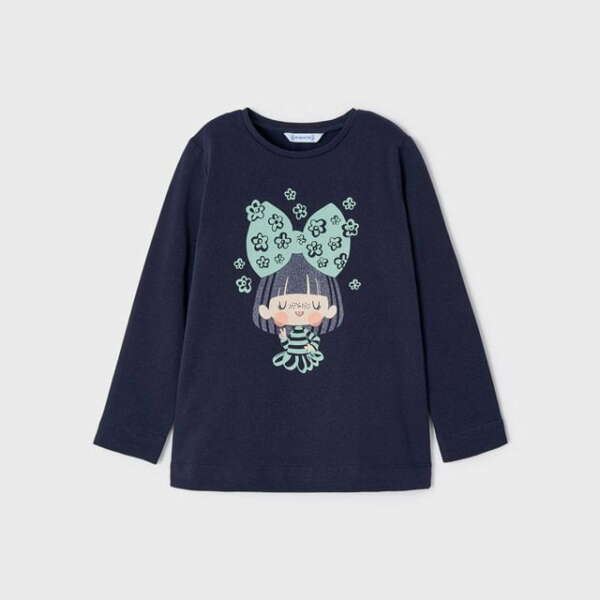 MAYORAL Tričko s dlhým rukávom a postavičkou tmavomodré Long sleeve tshirt dark blue 4034 | Welcomebaby.sk