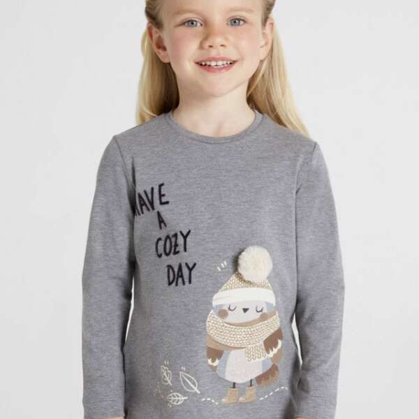 MAYORAL Tričko s dlhým rukávom a potlačou sovy šedé Long sleeve tshirt owl gray 4035 | Welcomebaby.sk
