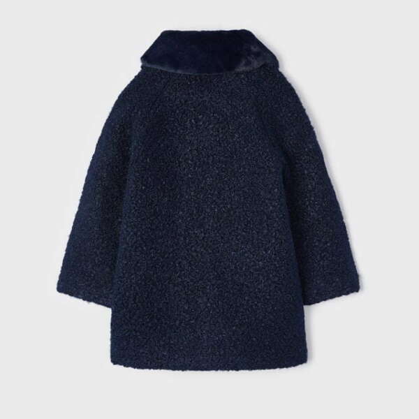 MAYORAL Kožušinový kabát tmavomodrý Terry coat navy blue 4484 | Welcomebaby.sk