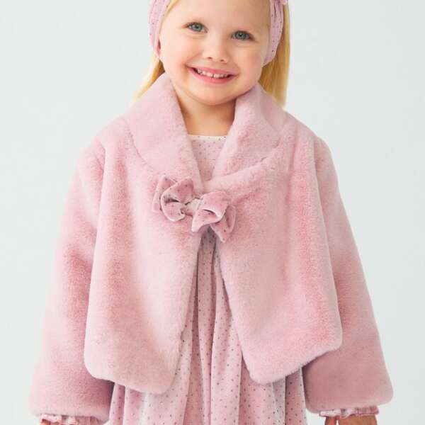 ABEL & LULA Kožušinový kabát ružový Fur Coat baby pink 5802 | Welcomebaby.sk