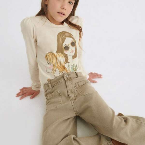 MAYORAL Tričko s dlhým rukávom a dámami krémové Long sleeve tshirt with womans cream 7034 | Welcomebaby.sk