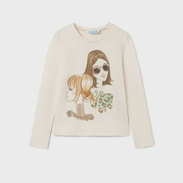 MAYORAL Tričko s dlhým rukávom a dámami krémové Long sleeve tshirt with womans cream 7034 | Welcomebaby.sk