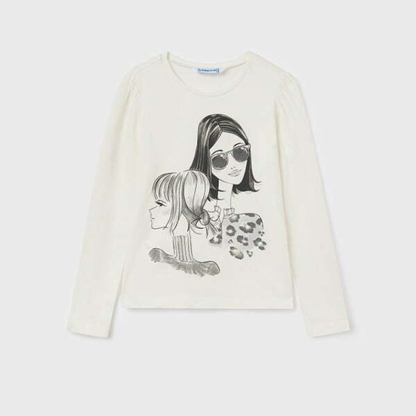 MAYORAL Tričko s dlhým rukávom a dámami biele Long sleeve tshirt with womans white 7034 | Welcomebaby.sk