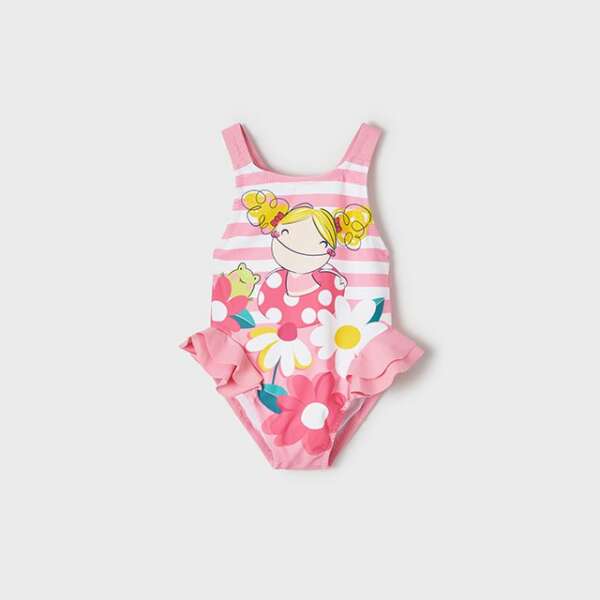 MAYORAL Plavky pruhované s postavičkou ružové Swimsuit pink 1731 | Welcomebaby.sk