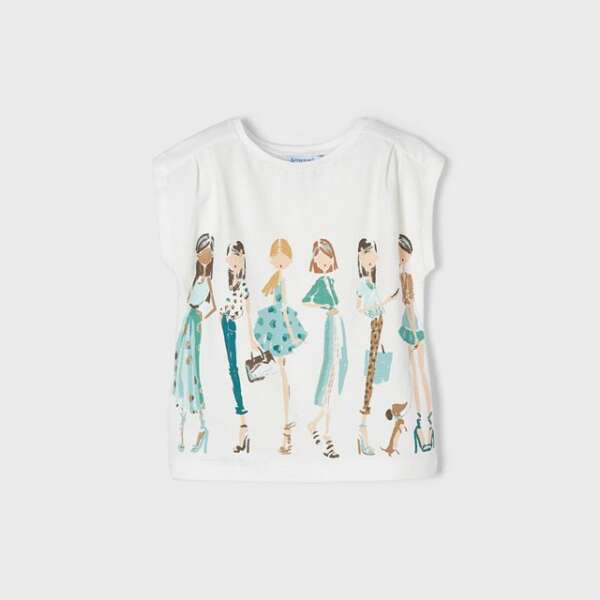MAYORAL Tričko s dámami biele Tshirt with womans crd-jade 3032-41 | Welcomebaby.sk