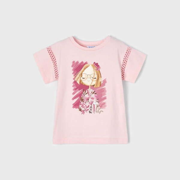 MAYORAL Tričko s postavičkou ružová pastelová Short Sleeves Tshirt pink 3038 | Welcomebaby.sk