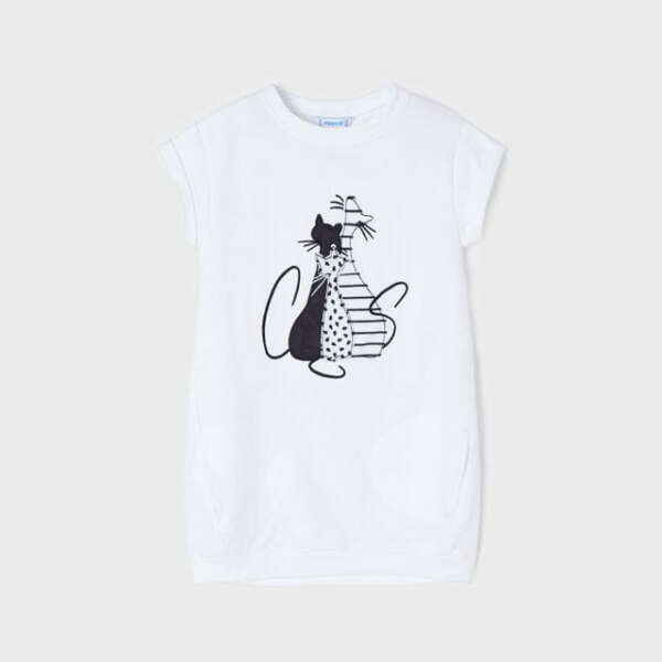MAYORAL Šaty s mačkami biele Dress with cats white 3492 | Welcomebaby.sk