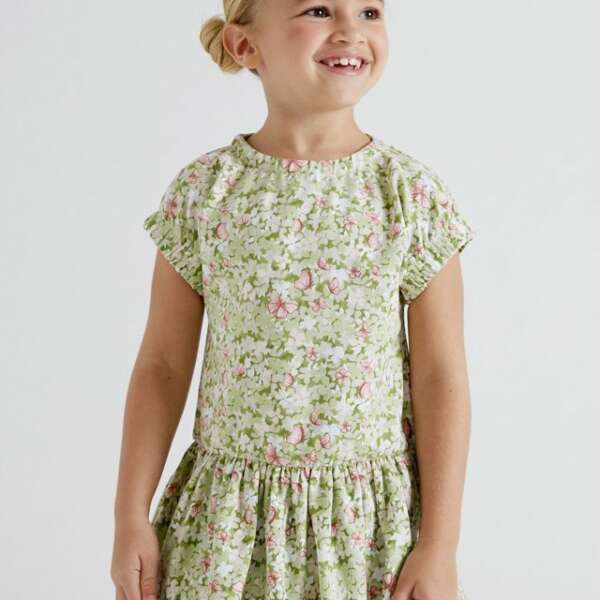 MAYORAL Šaty s kvetmi zelené Flowers dress laurel green 3943 | Welcomebaby.sk