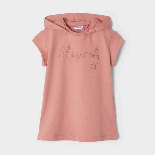 MAYORAL Šaty s kapucňou ružové a krátkym rukávom Dress pink 3946 | Welcomebaby.sk