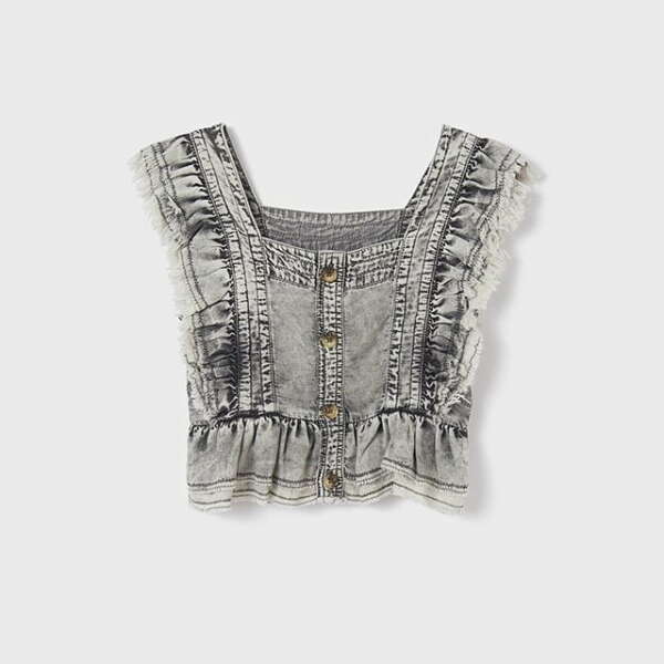 MAYORAL Rifľová blúzka čierna Ruffles blouse black 6124 | Welcomebaby.sk