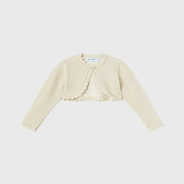 MAYORAL Bolerko so zvlneným dizajnom krémové Cardigan cream 306 | Welcomebaby.sk