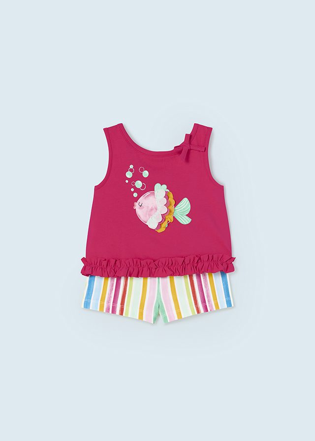 MAYORAL Pruhované kraťasy a tielko s rybkou tmavoružové Shorts set with fish dark pink 1277 | Welcomebaby.sk MAYORAL Pruhované kraťasy a tielko s rybkou tmavoružové Shorts set with fish dark pink 1277 | Welcomebaby.sk