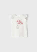 MAYORAL tričko s volánikmi a ružovými kvetinkami Tshirt with ruffle with pink flowers 3054 | Welcomebaby.sk