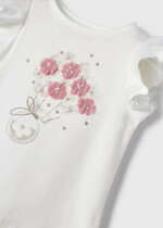 MAYORAL tričko s volánikmi a ružovými kvetinkami Tshirt with ruffle with pink flowers 3054 | Welcomebaby.sk