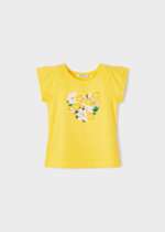 MAYORAL Tričko s 3D kvetmi žlté Tshirt with 3D flowers yellow 3071 | Welcomebaby.sk