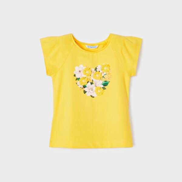 MAYORAL Tričko s 3D kvetmi žlté Tshirt with 3D flowers yellow 3071 | Welcomebaby.sk