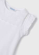 MAYORAL Tričko s volánikmi na rukávoch biele Tshirt with ruffle white 3074 | Welcomebaby.sk