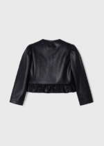 MAYORAL Koženková bunda s volánikom čierna Leatherette jacket black 3437 | Welcomebaby.sk