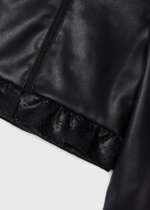 MAYORAL Koženková bunda s volánikom čierna Leatherette jacket black 3437 | Welcomebaby.sk