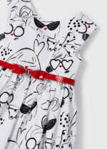 MAYORAL Šaty so vzormi dám a opaskom biele Dress with ladies patterns and belt white 3921 | Welcomebaby.sk