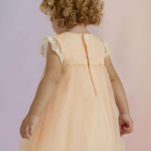 ABEL & LULA Tylové vyšívané šaty marhuľové Tulle Plumeti Dress peach 5006 | Welcomebaby.sk
