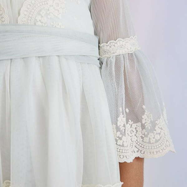 ABEL & LULA Vyšívané sviatočné šaty anise bledé Tulle Embroidered Dress Anise 5036 | Welcomebaby.sk