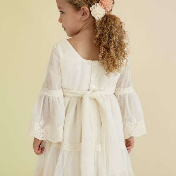 ABEL & LULA Vyšívané sviatočné šaty krémové Tulle Embroidered Dress nude 5036 | Welcomebaby.sk