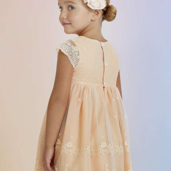 ABEL & LULA Šaty s vyšívanými vzormi broskyňové Dress with embroidered patterns peach 5038 | Welcomebaby.sk