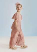 ABEL & LULA Šifónový plisovaný overal ružový Chiffon pleated jumpsuit pink 5235 | Welcomebaby.sk