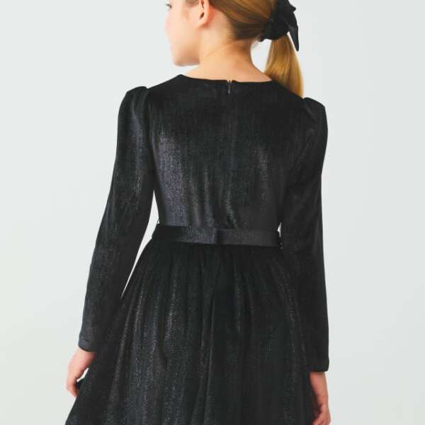 ABEL & LULA Trblietavé šaty čierne s dlhým rukávom Glitter Velvet Dress Black 5541 | Welcomebaby.sk