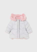 MAYORAL Obojstranná bunda z umelej kožušiny sivá Reversible faux fur jacket gray 2498 | Welcomebaby.sk