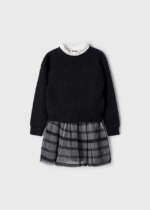 MAYORAL Pletené šaty s tylom čierne Knitted dress with tulle black 4955 | Welcomebaby.sk