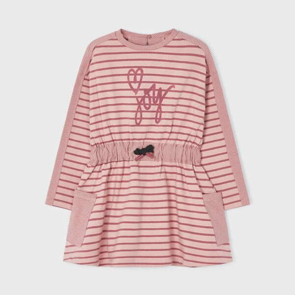 MAYORAL Teplákové pruhované šaty ružové Stripes dress 4975 | Welcomebaby.sk