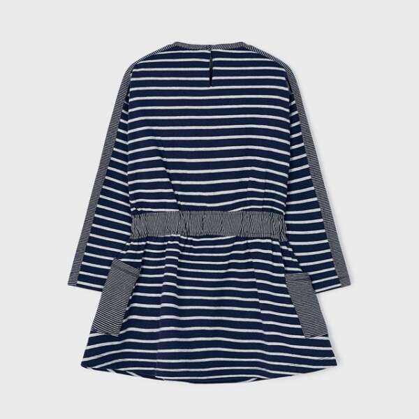 MAYORAL Teplákové pruhované šaty tmavomodré Stripes dress navy blue 4975 | Welcomebaby.sk