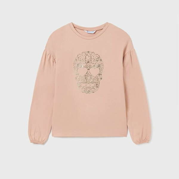 MAYORAL Tričko s dlhým rukávom a lebkou ružové Tshirt with long sleeves and brainpan pink 7026 | Welcomebaby.sk