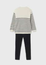 MAYORAL Koženkové legíny s pruhovaným pulóvrom čierne Leggings with stripes top black 7741 | Welcomebaby.sk