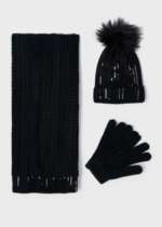 ABEL & LULA Čiapka, šál, rukavice čierna flitrovaná Sequin Hat And Scarf Set black 5946 | Welcomebaby.sk