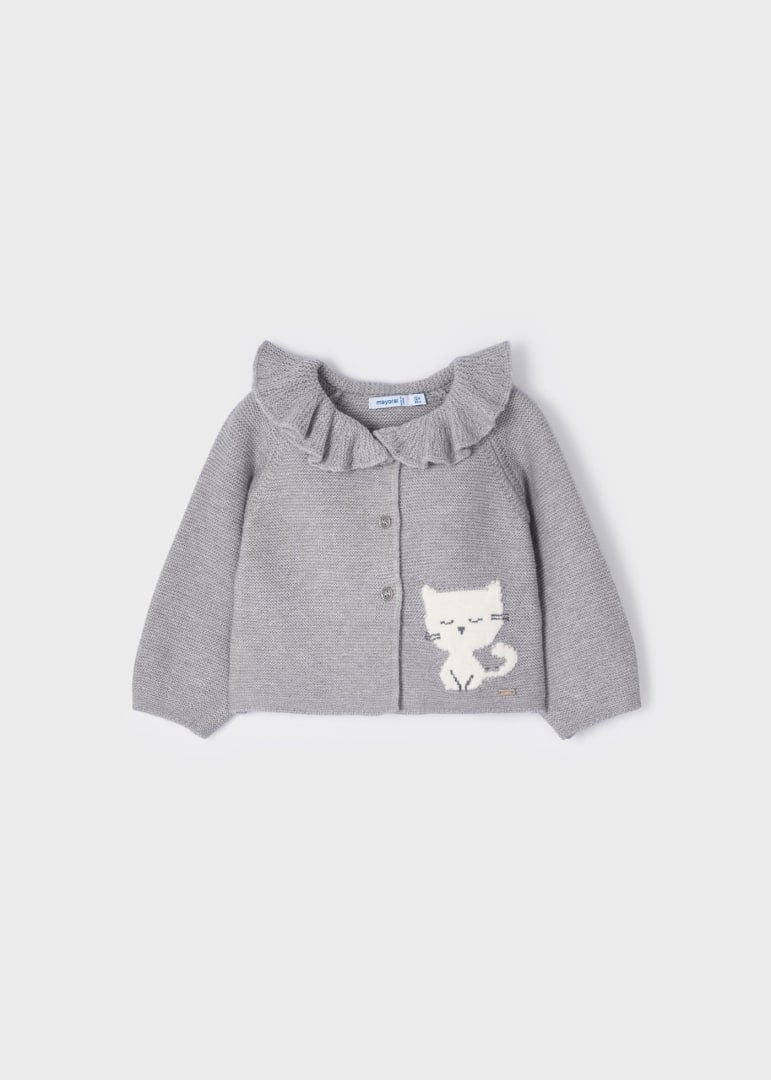 MAYORAL Sveter s volánom sivý mačka Cardigan cat grey 2316 | Welcomebaby.sk MAYORAL Sveter s volánom sivý mačka Cardigan cat grey 2316 | Welcomebaby.sk