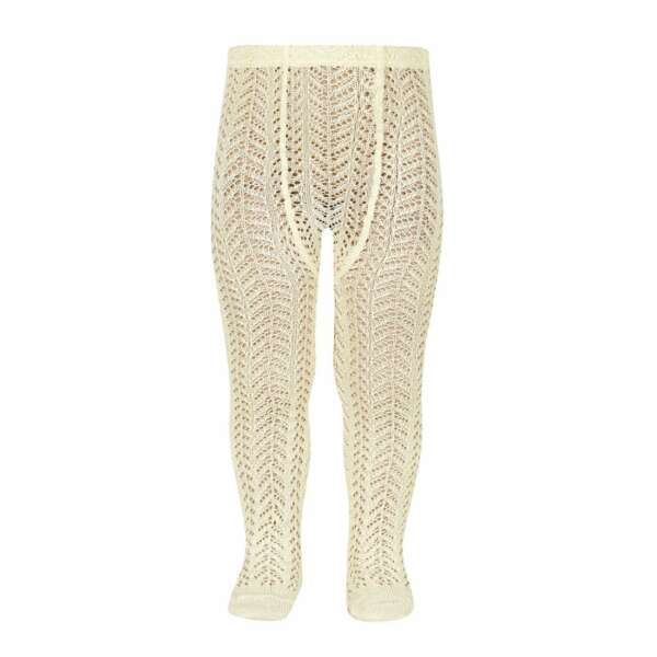 CÓNDOR Háčkované pančuchy bez mašle tmavá maslová Perle openwork tights dark butter 2529 | Welcomebaby.sk
