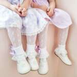 Vzorované ceremonia silonky s kvetmi a bodkami Cóndor biele | Welcomebaby.sk