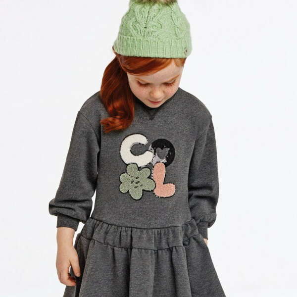 MAYORAL Teplákové volánové šaty sivé Ruffle dress grey 4973 | Welcomebaby.sk