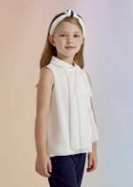 ABEL & LULA Elegantná blúzka biele bez rukávov Chiffon Ruffle Blouse 5132 | Welcomebaby.sk