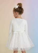 ABEL & LULA Bolerko so vzorom biele Knit Cardigan white 5351 | Welcomebaby.sk