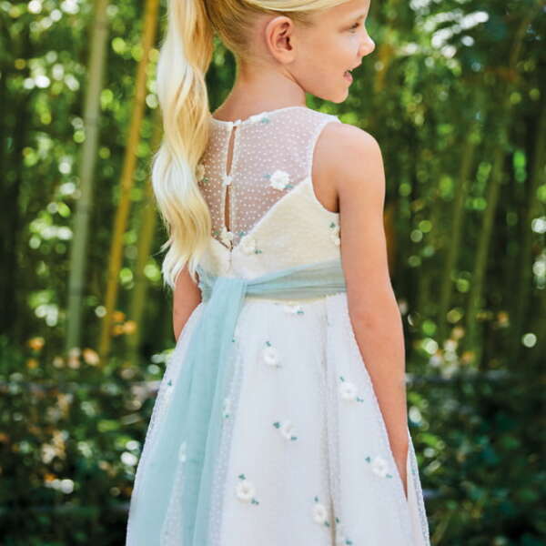 ABEL & LULA Tylové kvetované šaty Tulle dress anise white 5035 | Welcomebaby.sk