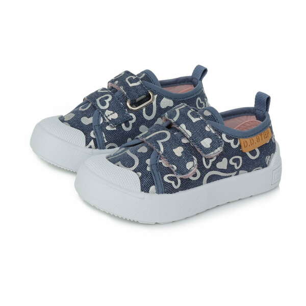 DD STEP Plátenky modré so srdiečkami na suchý zips Shoes hearts royal blue CSG 369A | Welcomebaby.sk